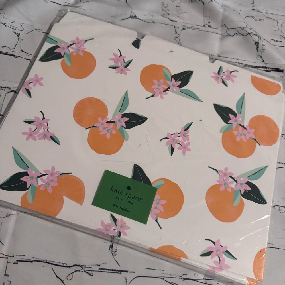 Kate Spade New York File Folder , NWT, oranges and orange blossoms Set Of 6 - Picture 2 of 4